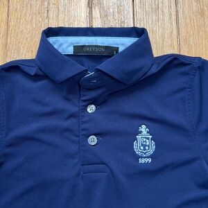 Greyson Golf Polo Detroit Golf Club Crest Embroidered Navy Blue Youth Size Small